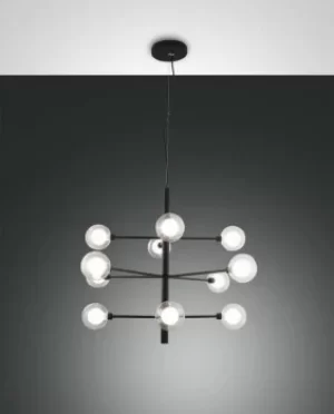 Image of Dalila Multi Arm Pendant Ceiling Light Black Glass, G9