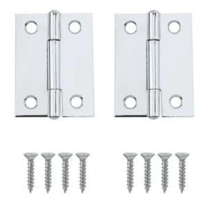 Image of Lightweight Chrome Effect Metal Butt Hinge Pack of 2