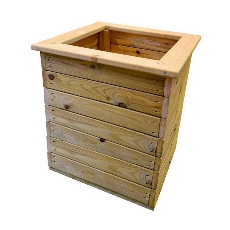 Image of Churnet Valley Garden Furniture Ltd Deluxe Square Planter - Timber - L50 x W50 x H53cm - Fully Assembled in Brown Brown Unisex
