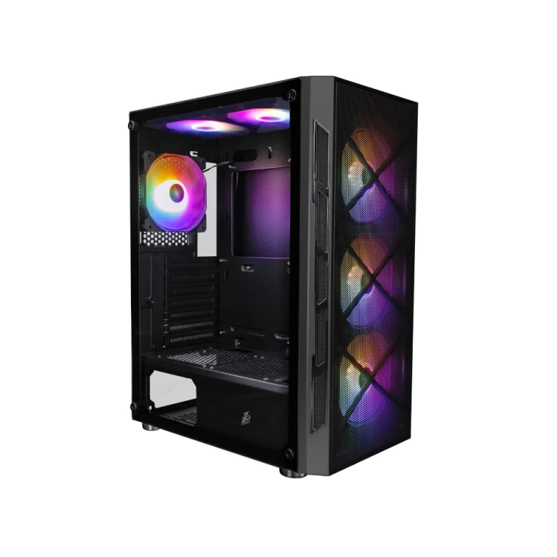 Image of XP-BK-1F5M-5F5S RGB Mid Tower Case - 6 Fans, Tempered Glass, 320mm GPU Clearance, Radiator Support XP-BK-1F5M-5F5S