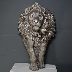 image of Antique Silver Large Lion Wall Art