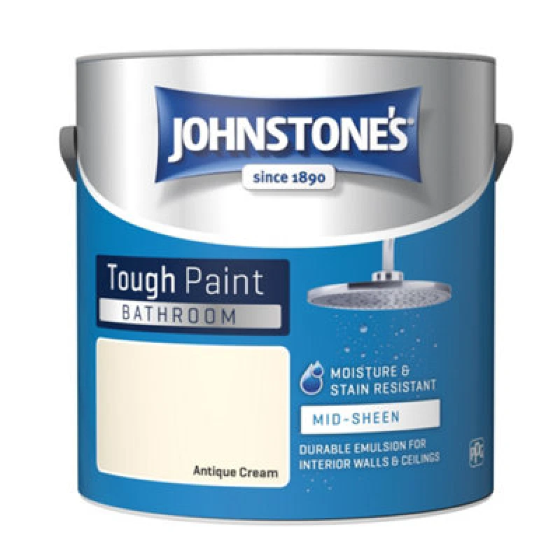 Image of Johnstone's Bathroom Mid-Sheen Tough Paint Antique Cream - 2.5L