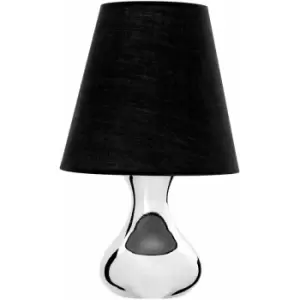 image of Black Fabric Shade Table Lamp/ Black Shade/ Chrome Abstract Shaped Base Stand/ Desk / Reading / Office Lamp With Modern Look 22 x 36 x 22 - Premier