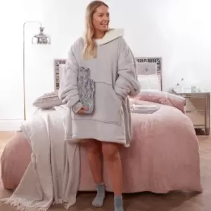 Image of Super Soft Sherpa Hoodie Fleece Blanket - Silver