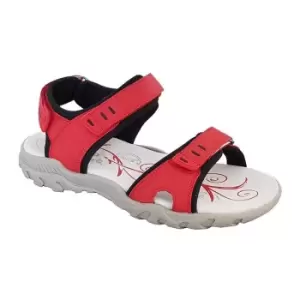 image of PDQ Womens/Ladies Leather Sports Sandals (4 UK) (Red/Black)