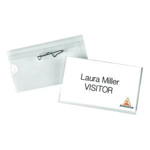 image of Announce Pin Name Badge 40x75mm Pack of 100 PV00929