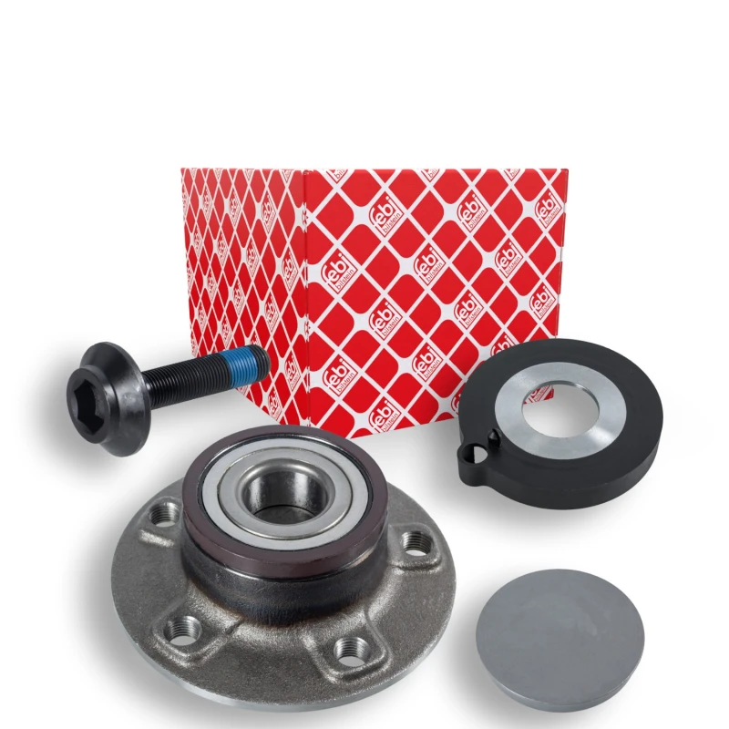 Image of FEBI BILSTEIN 36650 Wheel bearing kit with fastening/mounting material, Rear Axle Right, with ABS sensor ring Wheel Bearing Kit (654)