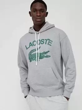 Image of Lacoste Large Logo Overhead Hoodie - Grey, Size 2XL, Men