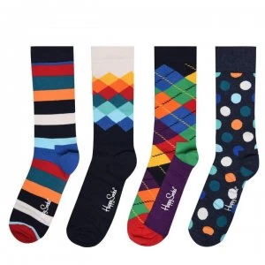 image of Happy Socks Box 4 Pack Socks - Navy