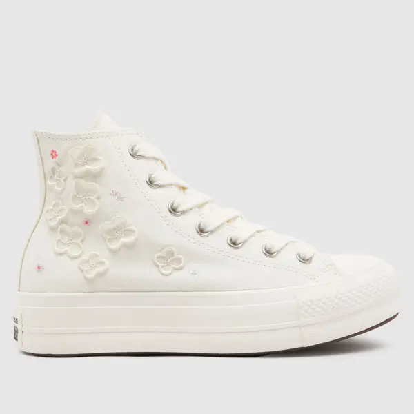 Image of Converse all star lift hi flower play trainers in white multi White Multi UK 7 (EU 40)