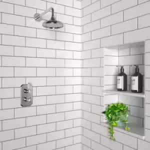 Image of Traditional Concealed Thermostatic Mixer Shower with Wall Mounted Rainfall Shower Head - Cambridge