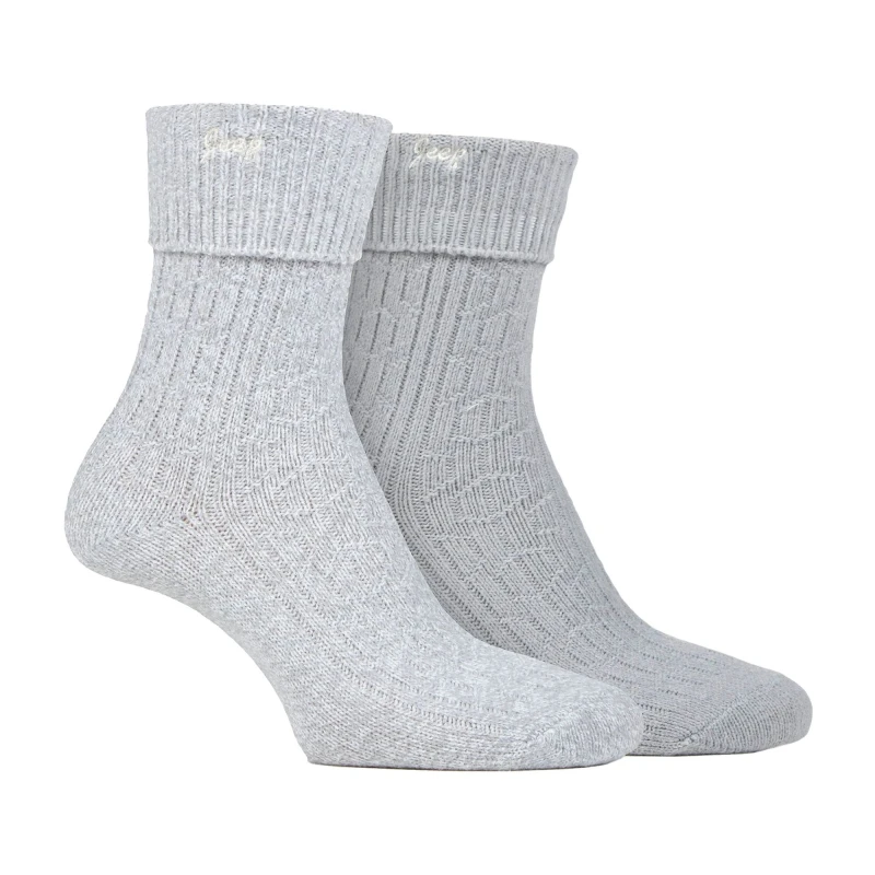 Image of Jeep 2 Pair Super Soft Turn Over Top Polyester Boot Socks Grey