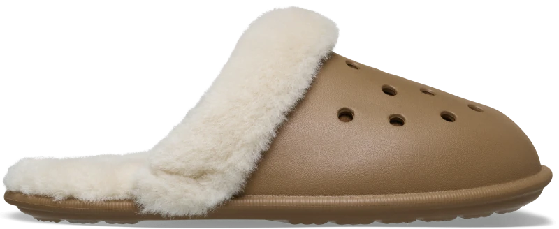 Image of Crocs Unisex Classic Fuzz Scuff Slippers Sepia W10/M9