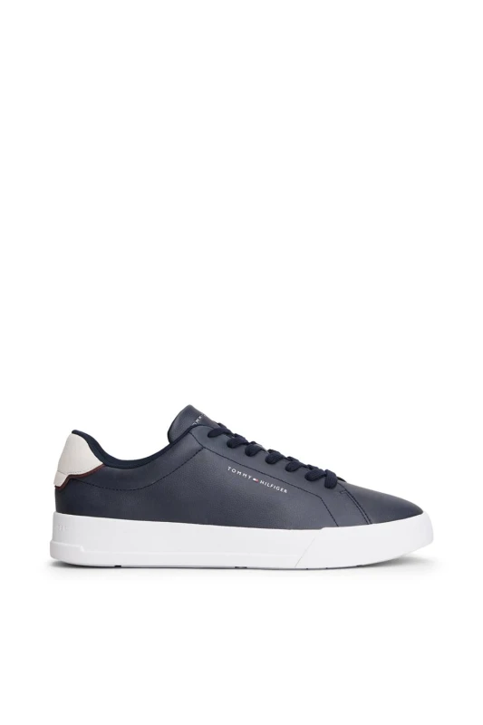 Image of Tommy Hilfiger Court Leather Low Top Trainers - Blue Blue 8