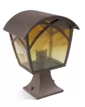 image of Alba 1 Light Outdoor Post Lantern Rusty Brown, E27