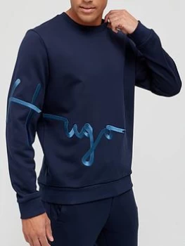 Image of Hugo Boss Dollins Script Logo Sweatshirt Black Size S Men