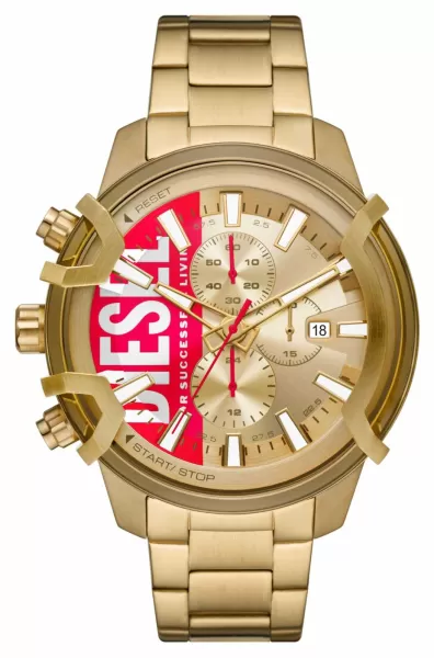 Diesel DZ4595 Men GRIFFED Gold-Toned Plated Stainless Steel Watch