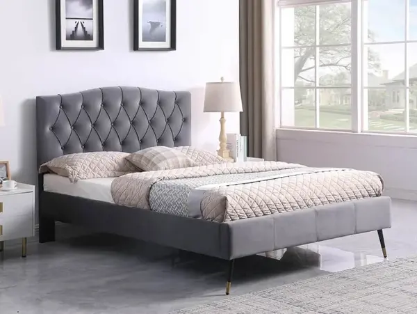 Image of Seconique Freya 4ft6 Grey Velvet Fabric Bed Frame