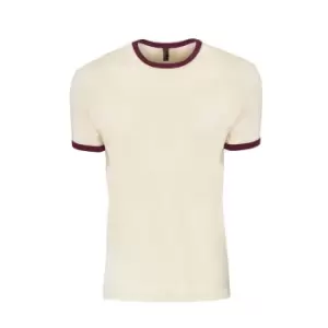 Image of Next Level Adults Unisex Cotton Ringer T-Shirt (XXL) (Natural/Maroon)