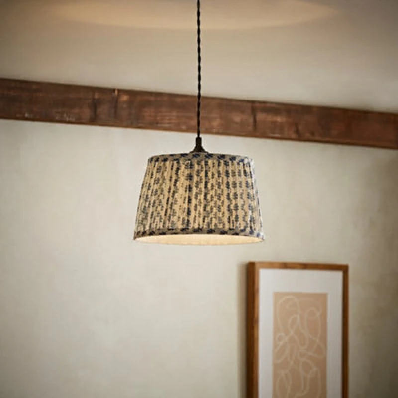 Image of Valuelights Grange Small Blue Floral Pleated Lamp Shade