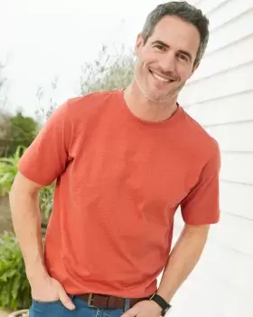 Image of Cotton Traders Short Sleeve Marl T-Shirt in Orange