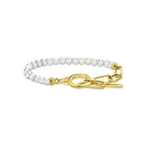 image of Sterling Silver Gold Plated Fresh Water Cultured Pearls Zirconia Bracelet A2134-445-14-L19V