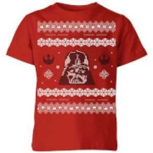 Image of Star Wars Darth Vader Knit Kids Christmas T-Shirt - Red - 11-12 Years