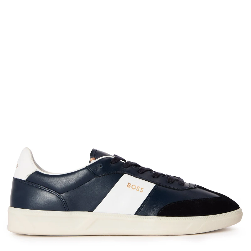 Image of Boss Mens Brandon Leather Low-Top Trainers Navy male 6 (40)