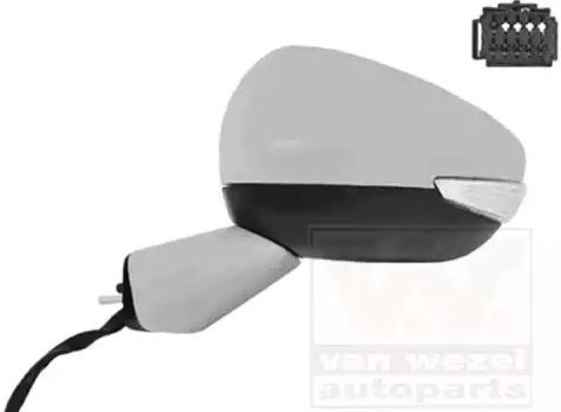 Image of VAN WEZEL 0979807 Wing mirror * HAGUS * Left, Heatable, partially primed Outside Mirror (50)