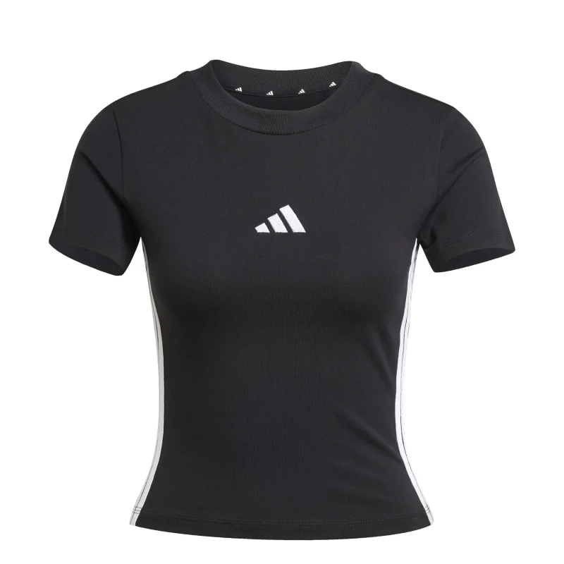 Image of Adidas Womens slim-fit T-Shirt adidas Essentials 3-Stripes Baby Noir Female XL