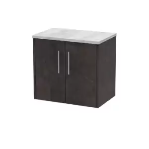 Image of Hudson Reed Juno 600mm Wall Hung 2 Door Vanity & Bellato Grey Worktop - Metallic Slate