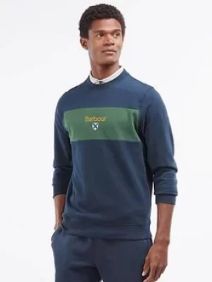 Image of Barbour Honour Colourblock Crew Neck Sweat, Navy, Size L, Men
