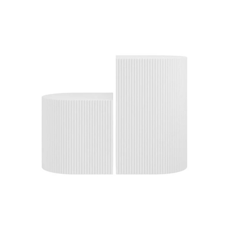 Image of Lemon Pavilion Furniture Reed Indoor Side Table (Pack of 2) - Wood Variant - L34.5xW35xH55cm in White White Unisex