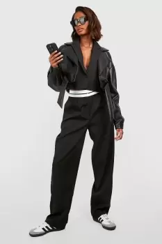 Image of Contrast Waistband Relaxed Fit Tailored Trousers