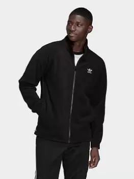 Image of adidas Originals Adicolor Classics Trefoil Teddy Fleece Jacket, Blue, Size XS, Men