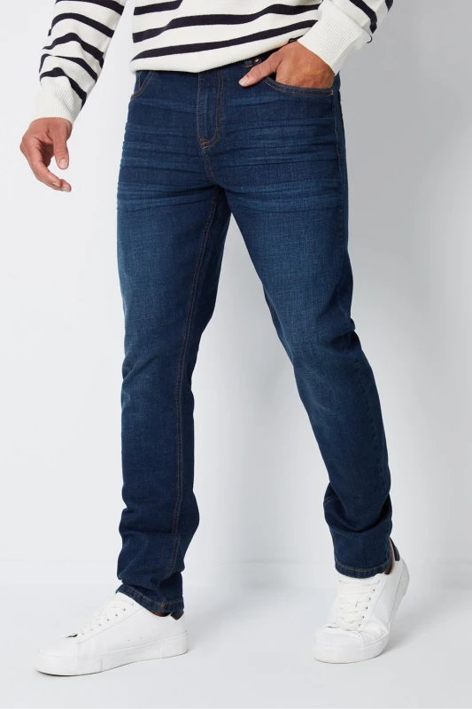 Image of Threadbare Threadbare Men 'Islington' Slim Fit Jeans With Stretch in Mid Blue Size: 36R Mid Blue 36R Male 7625914307262