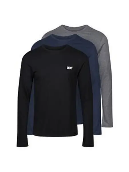 image of DKNY 3 Pack Long Sleeve Warrior T-Shirt Mens - Size L