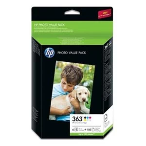 Image of HP Q7966EE 363 Ink Cartridges 6 Pack + 150 Sheets Gloss Paper