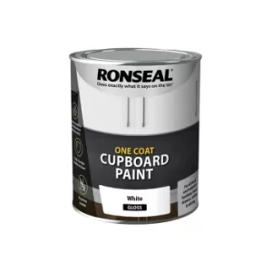 image of Ronseal One Coat Cupboard Paint White Gloss 750ml