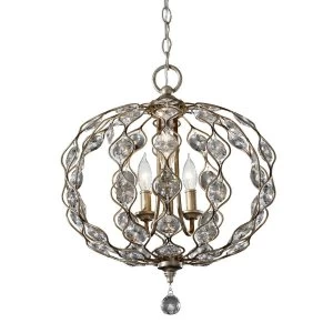 Multi Arm Chandelier 3 Light Polished Silver Finish, E14