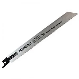 image of Faithfull Bi-Metal Sabre Saw Blade S1122HF Demolition 200 mm x 10 TPI Pack of 5