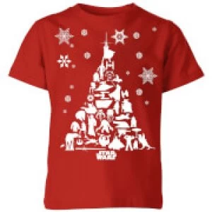Image of Star Wars Character Christmas Tree Kids Christmas T-Shirt - Red - 11-12 Years