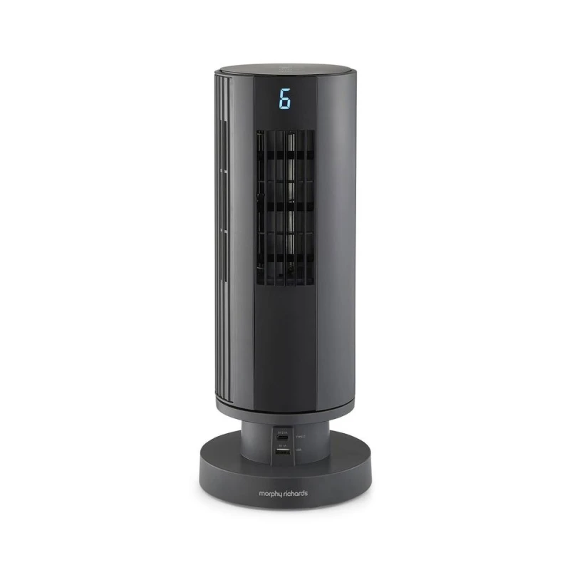Image of Morphy Richards Air Flex 14" Tower Fan With Built-In Device Charger - Grey
