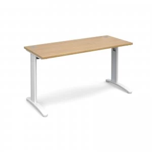 image of TR10 Straight Desk 1400mm x 600mm - White Frame Oak Top