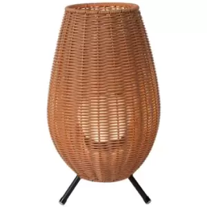 Image of Lucide COLIN IP44 - 22cm Table Lamp Outdoor - LED - 1x3W 3000K - IP44 - Light Wood