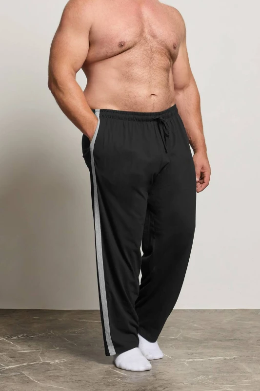Image of BadRhino Mens Lightweight Lounge Joggers in Black Size: 7-8XL Black Male 7-8XL