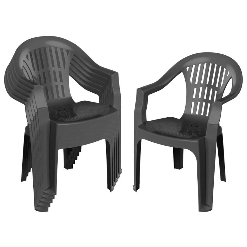 Image of Harbour Housewares Milas Garden Dining Chairs - Anthracite - Pack of 6 in Black Size: 6 Pack Black Unisex 6 Pack