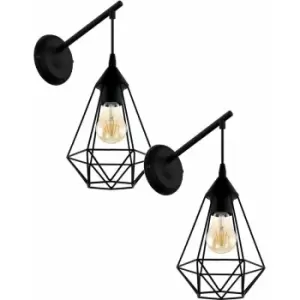 Image of Loops - 2 pack LED Wall Light / Sconce Black Steel Geometirc Wire Shade 1x 60W E27