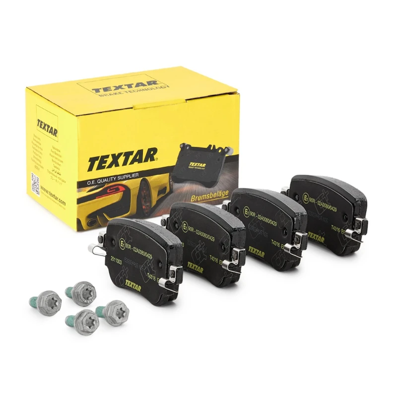 Image of TEXTAR 2511003 Brake pad set Q+ not prepared for wear warning indicator, with accessories, with brake caliper screws Brake Pad Set,disc brake (402)