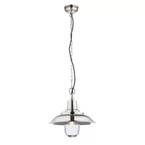 Image of Ceiling Pendant Light Bright Nickel & Clear Glass 40W E27 Dimmable e10358